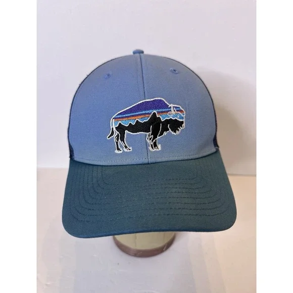 PATAGONIA Fitz Roy Bison Trucker Hat Cap Blue 6-Panel Adjustable Organic Cotton patagonia-fitz-roy-bison-  main image 4